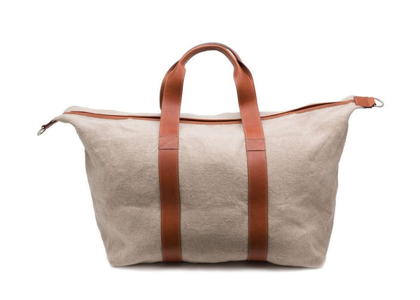 Travel Bag in Linen with leather details