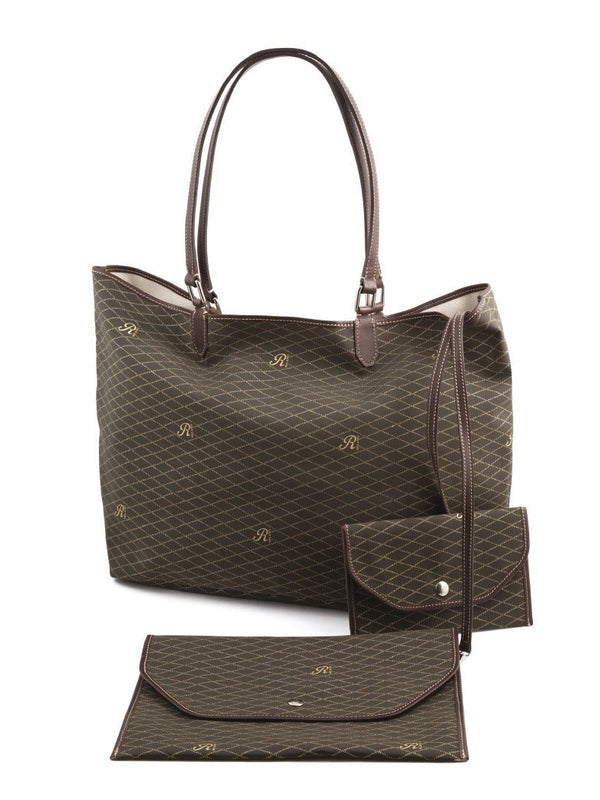 Large Shopping Bag WITH OUR TEXTURE RIVOLTA WITH LEATHER DETAILS