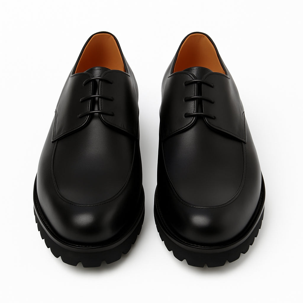 DERBY THREE EYELETS CALF LEATHER AND FULL GRAIN