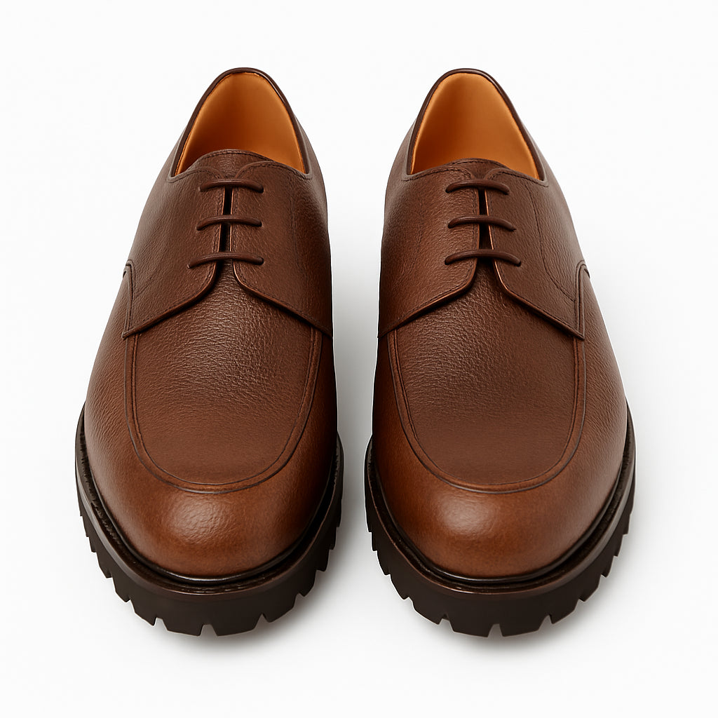 DERBY THREE EYELETS CALF LEATHER AND FULL GRAIN