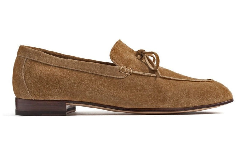 UNLINED LOAFER WITH SMALL BOW SUEDE LEATHER