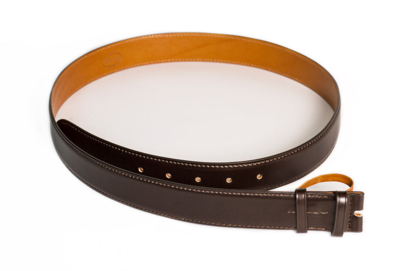Smooth Calf Leather Belt - Dark Meleze