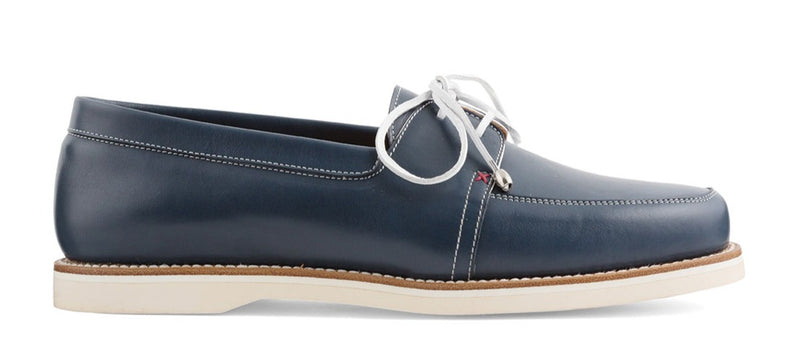 Marine Blue BOAT SHOES CALF LEATHER STITCHES SOLE
