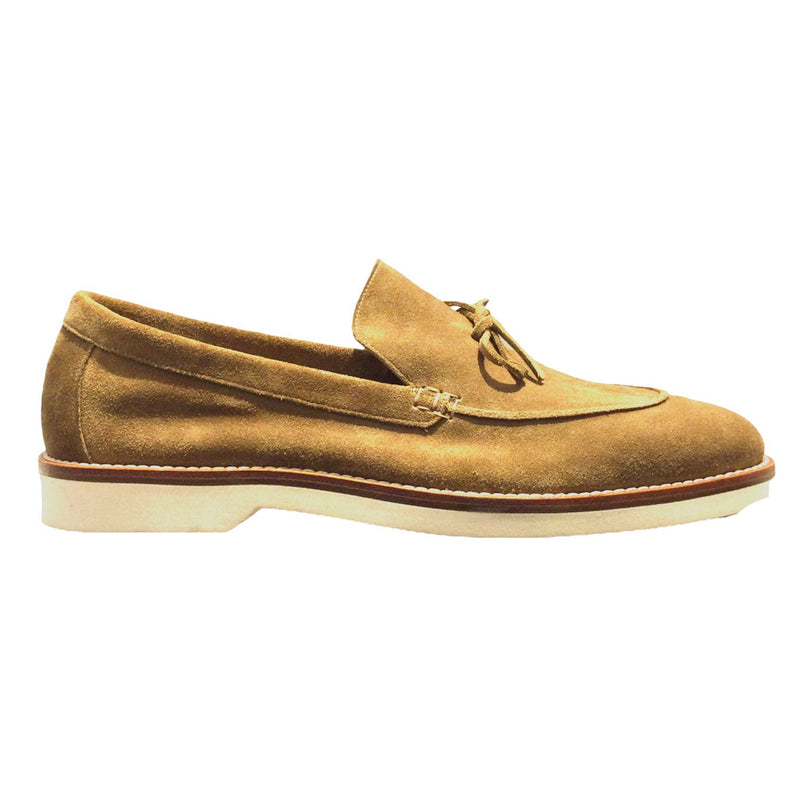 UNLINED LOAFER WITH LEATHER BOW ANTI DROP TREATED SUEDE