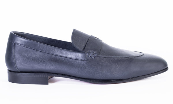 LOAFER UNLINED WITH PENNY STRAP CALF LEATHER BLU - Rivolta 1883