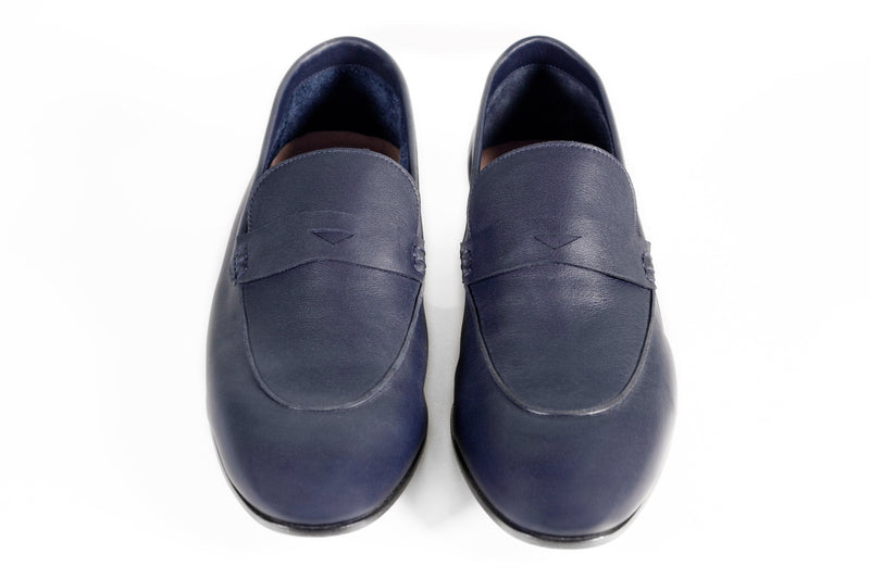 LOAFER UNLINED WITH PENNY STRAP CALF LEATHER BLU - Rivolta 1883