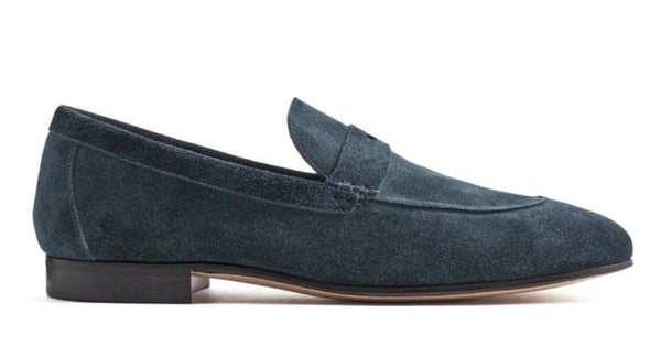 LOAFER UNLINED WITH PENNY STRAP SUEDE LEATHER GLACIER - Rivolta 1883