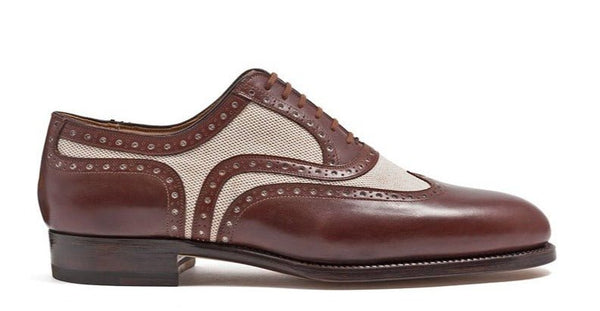 OXFORD FULL BROGUE WITH WING CAP IN FULL GRAIL LEATHER WITH CANVAS - Rivolta 1883