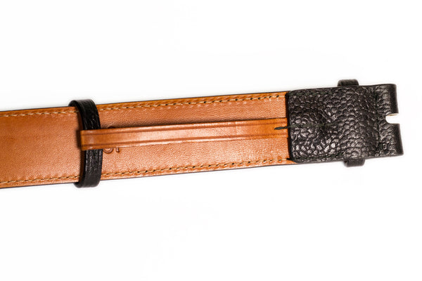 Scozia Grain calf leather belt - Black - Rivolta 1883