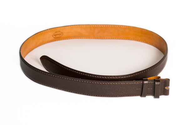 Scozia Grain Calf Leather Belt - Dark Brown - Rivolta 1883